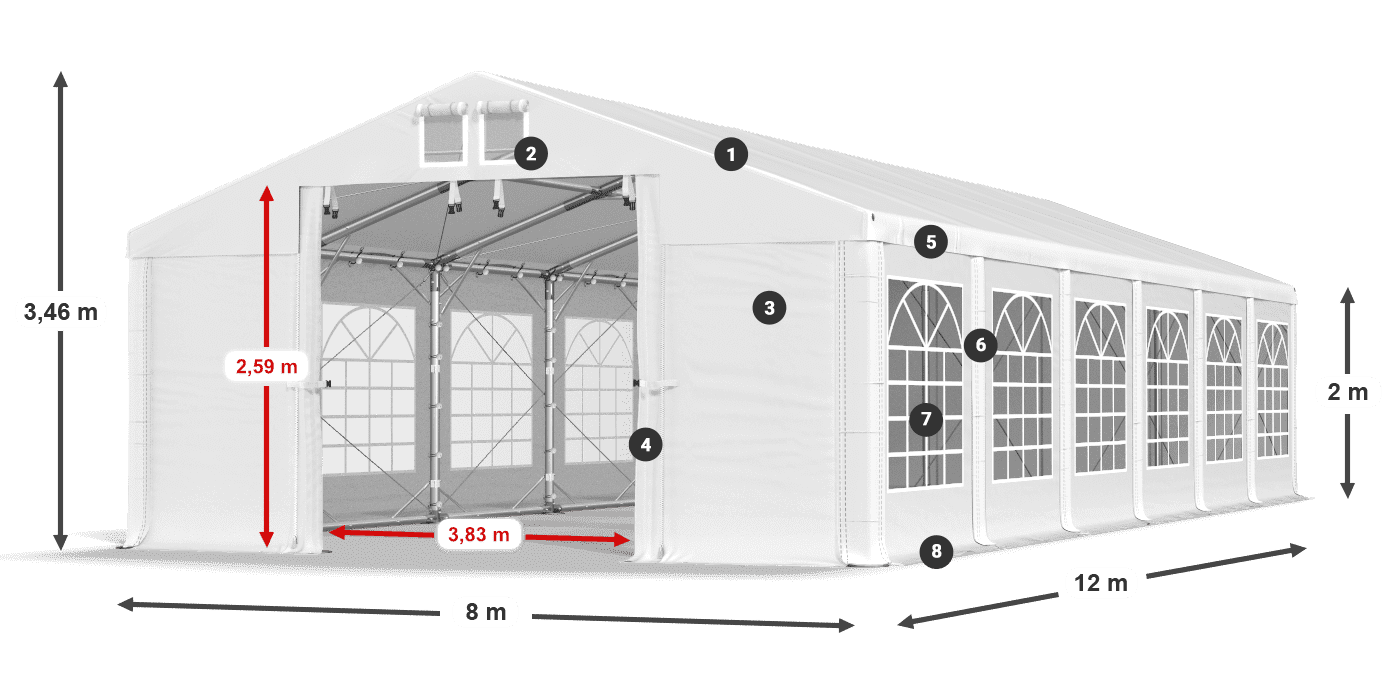 Streha: SD 560 PVC Stene: FR 620 PVC Legenda 2 m