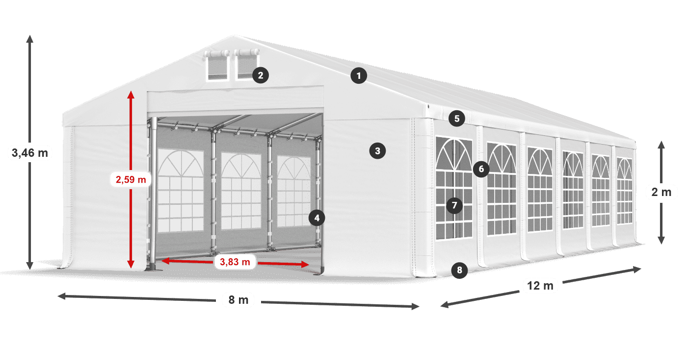 Streha: SD 560 PVC Stene: FR 620 PVC Legenda 2 m