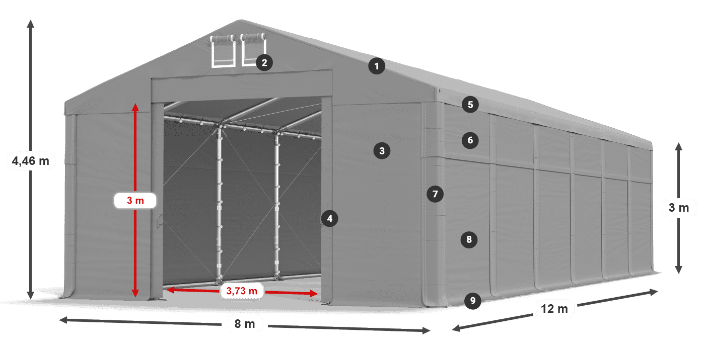 Streha: FR 620 PVC Stene: SD 500 PVC 3 m legenda