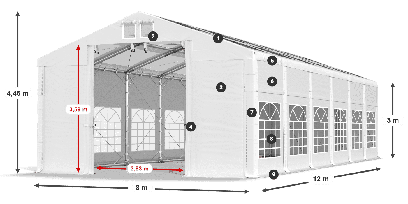 Streha: MS T 580 PVC Stene: FR 620 PVC 3 m legenda