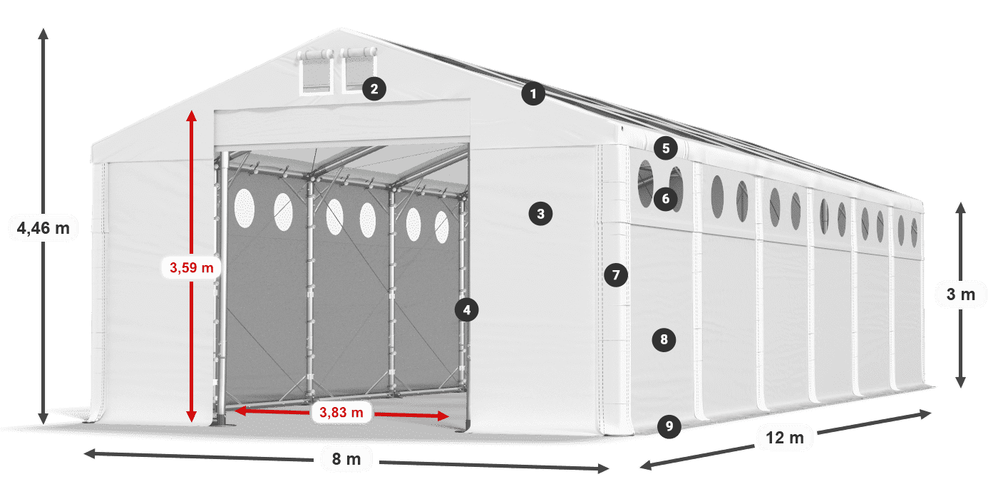 Streha: MS T 580 PVC Stene: MS O 580 PVC 3 m legenda
