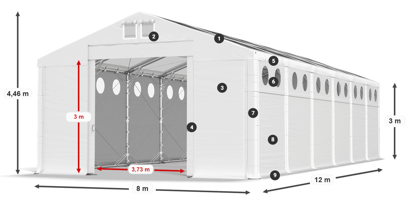 Streha: MS T 580 PVC Stene: MS O 580 PVC 3 m legenda