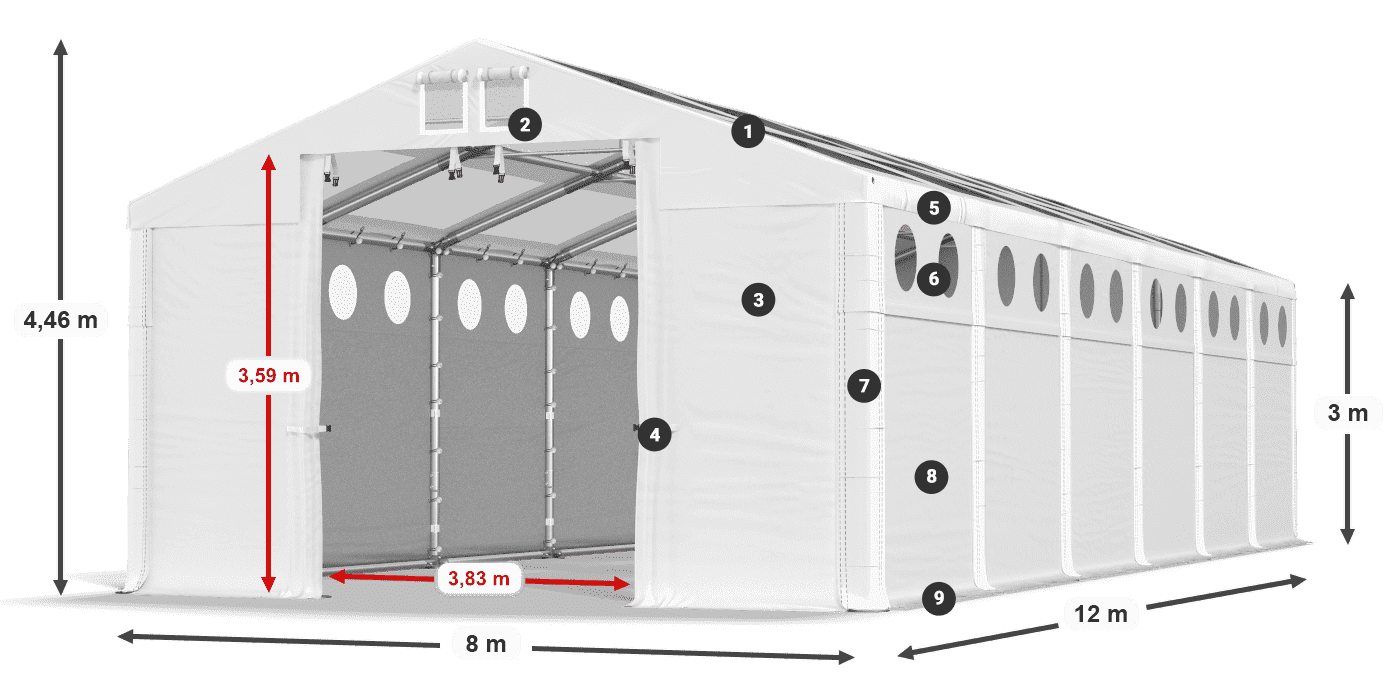 Streha: MS T 580 PVC Stene: MS O 580 PVC 3 m legenda