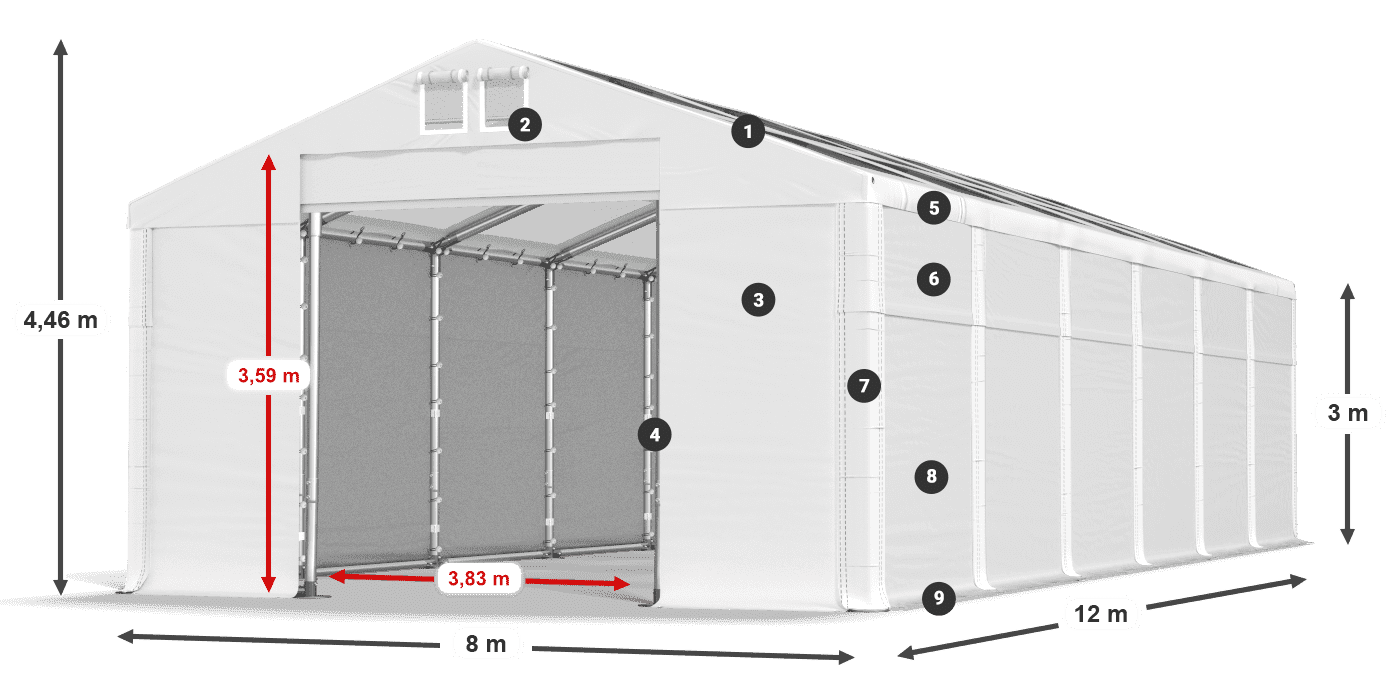 Streha: MS T 580 PVC Stene: SD 500 PVC 3 m legenda