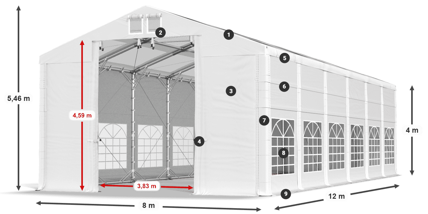Streha: MS T 580 PVC Stene: SD 500 I PVC 4 m Legenda