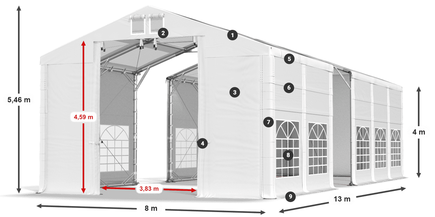 Streha: MS T 580 PVC Stene: SD 500 I PVC 4 m Legenda