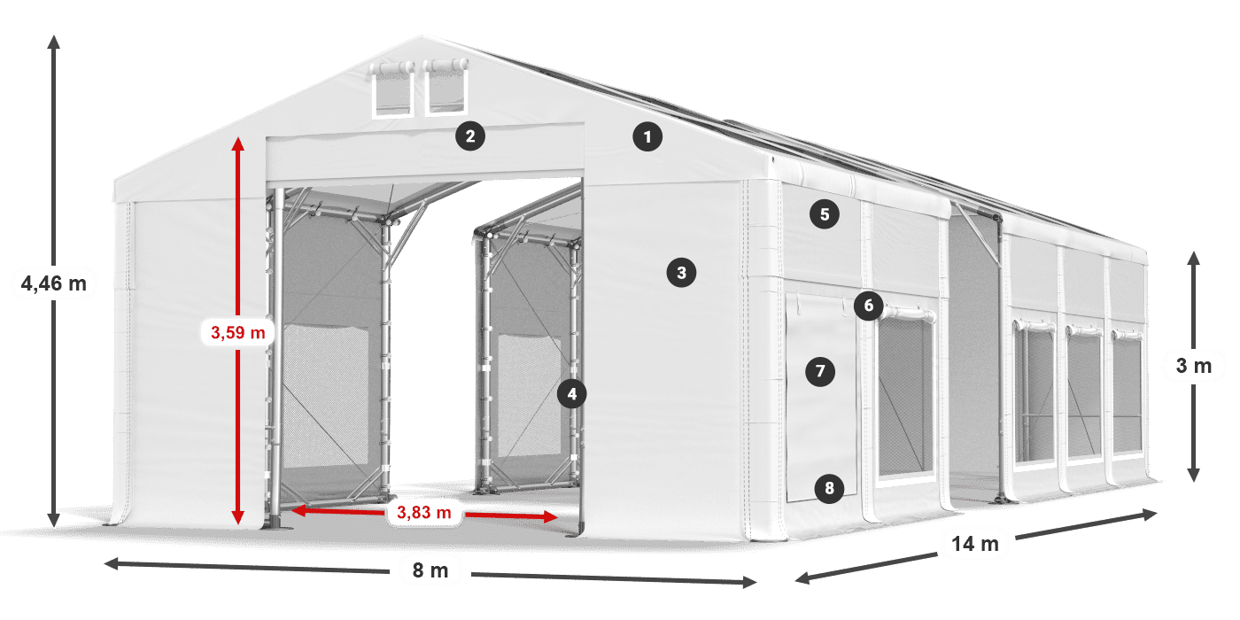 Streha: MS T 580 PVC Stene: SD M 500 PVC 3 m legenda