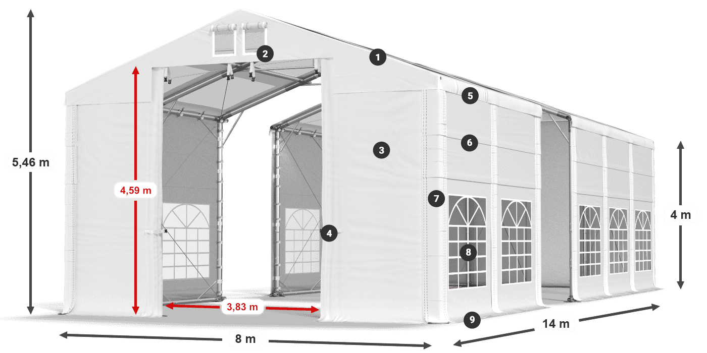 Streha: MS T 580 PVC Stene: SD 500 I PVC 4 m Legenda