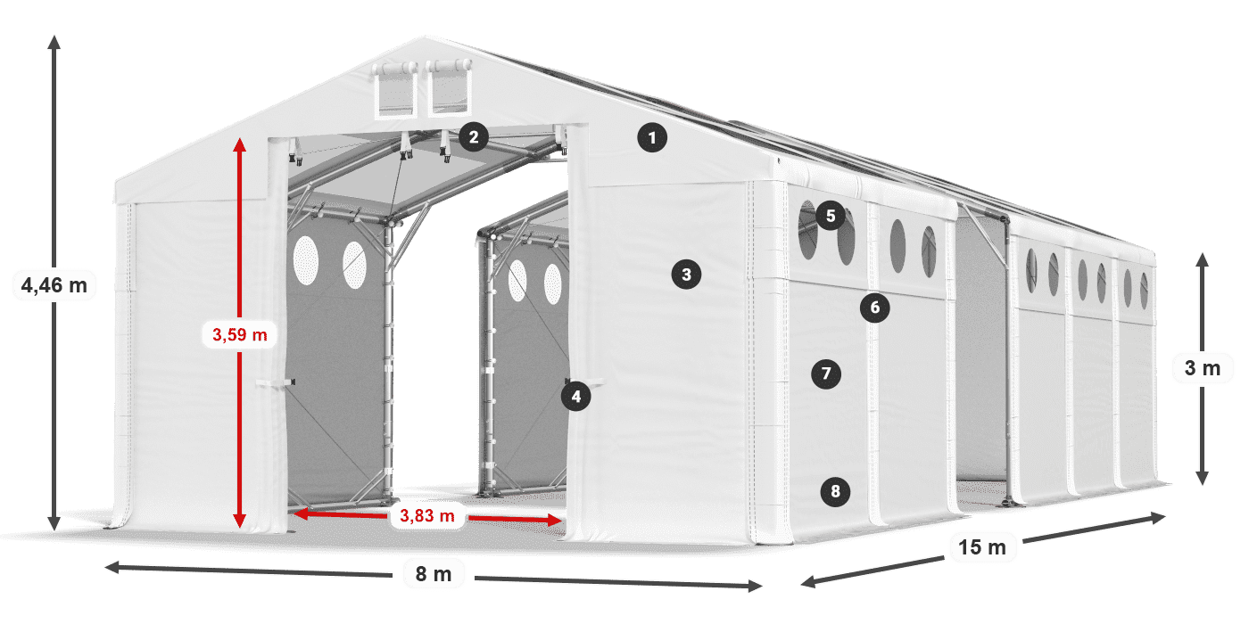 Streha: MS T 580 PVC Stene: MS O 580 PVC 3 m legenda