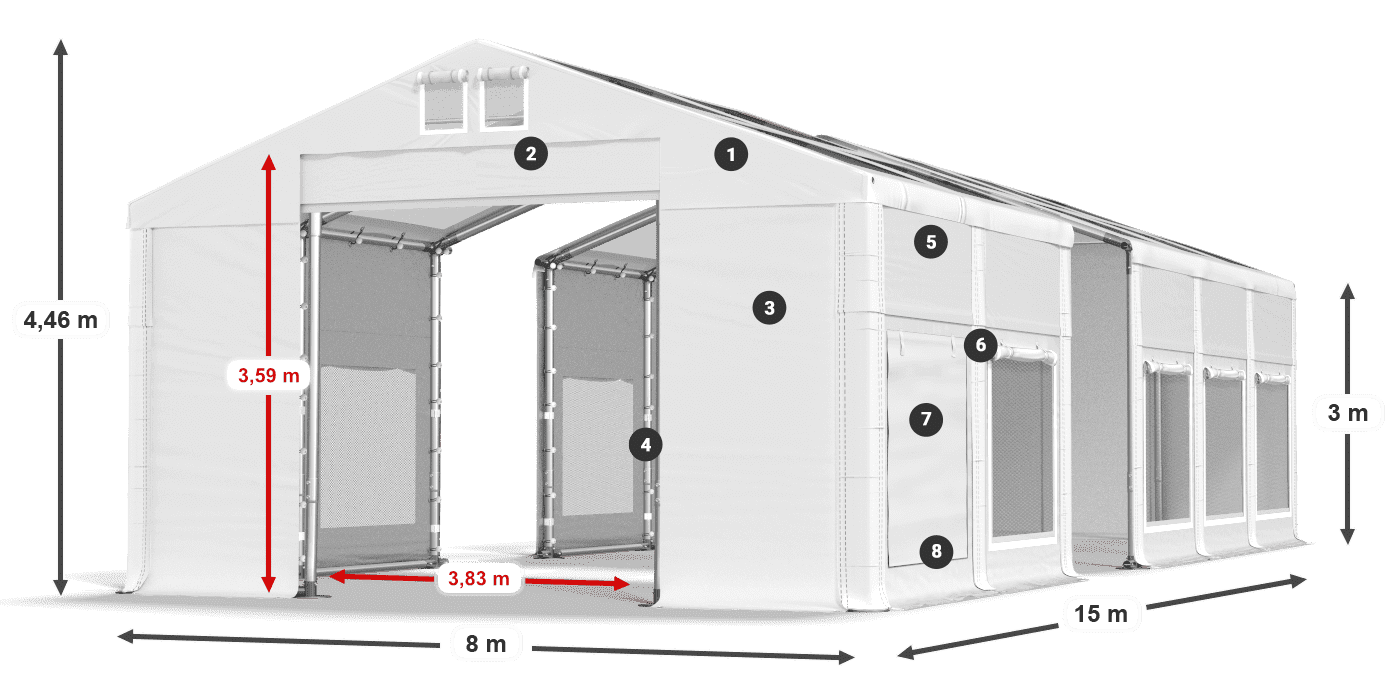 Streha: MS T 580 PVC Stene: SD M 500 PVC 3 m legenda