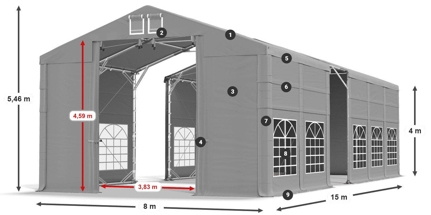 Streha: FR 620 PVC Stene: SD 500 PVC 4 m legenda