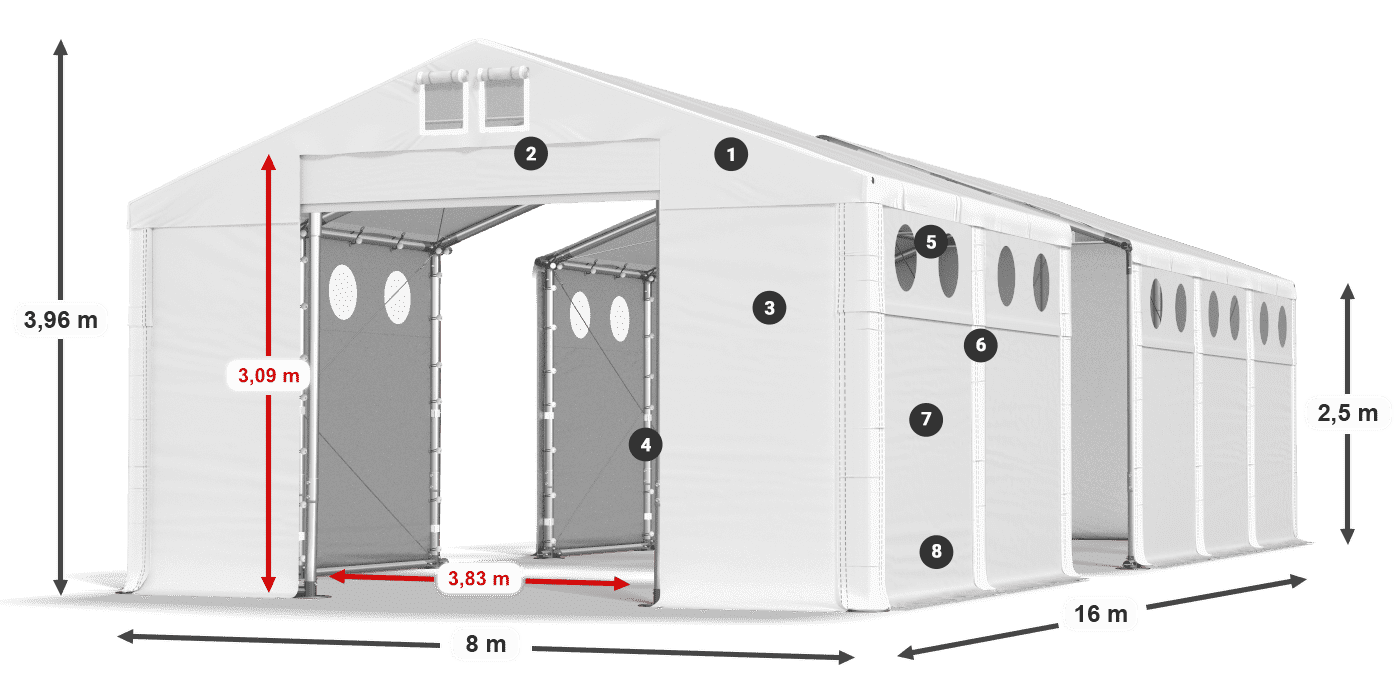 Streha: FR 620 PVC Stene: SD O 500 PVC 2,5 m legenda