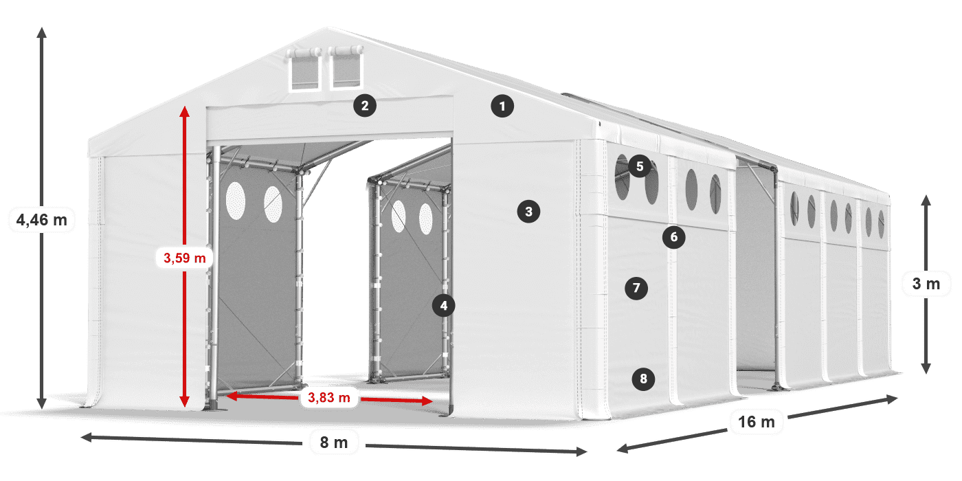 Streha: FR 620 PVC Stene: MS O 580 PVC 3 m legenda