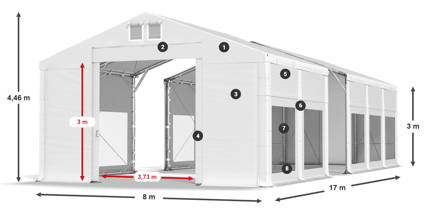 Streha: MS 580 PVC Stene: MS 580 PVC 3 m legenda