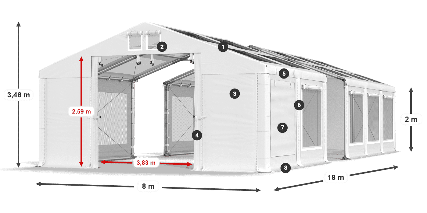 Streha: MS T 580 PVC Stene: SDM 500 PVC 2 m legenda