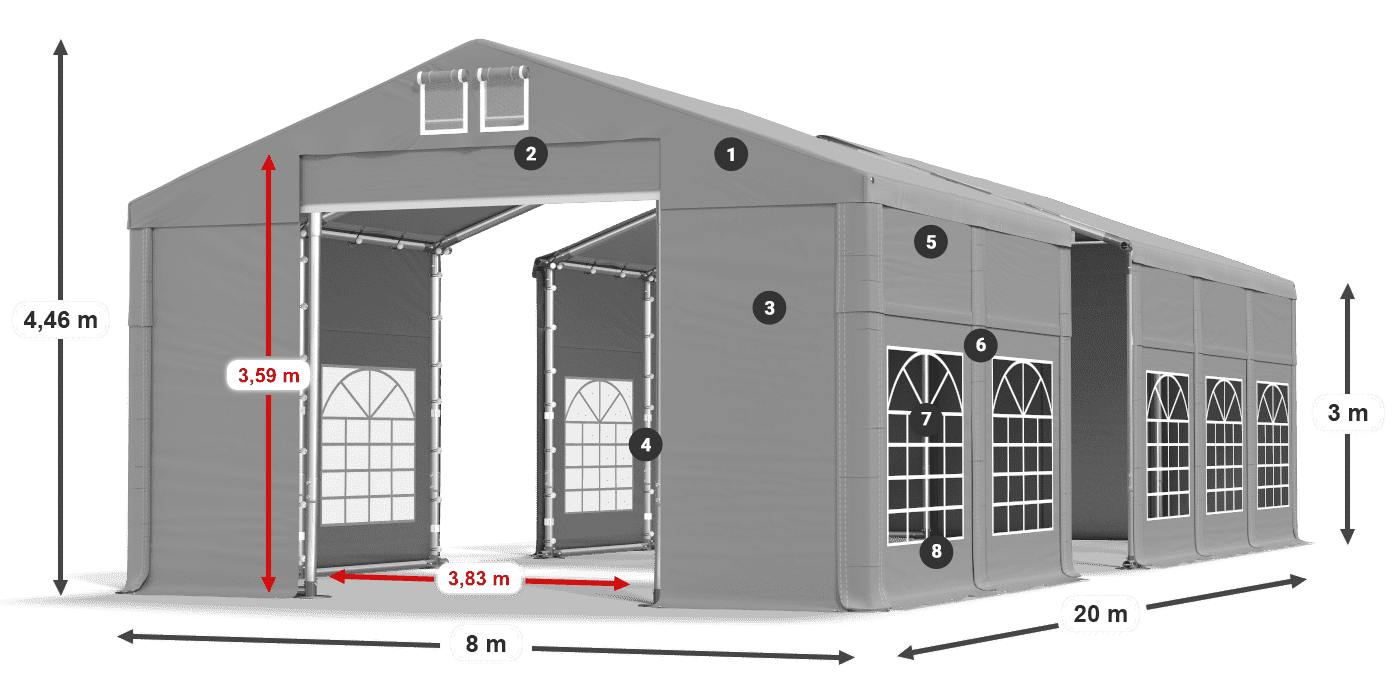 Streha: FR 620 PVC Stene: SD 500 PVC 3 m legenda