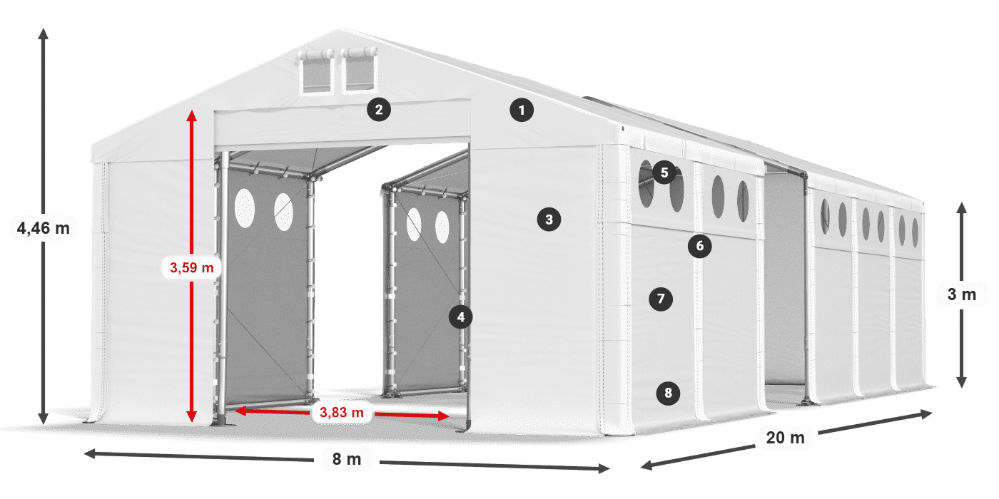 Streha: MS 580 PVC Stene: FR O 620 PVC 3 m legenda