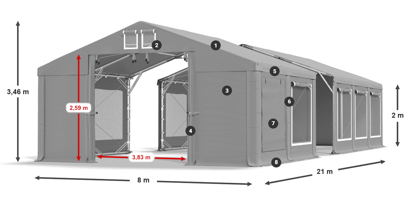 Streha: FR 620 PVC Stene: SD 500 PVC 2 m legenda