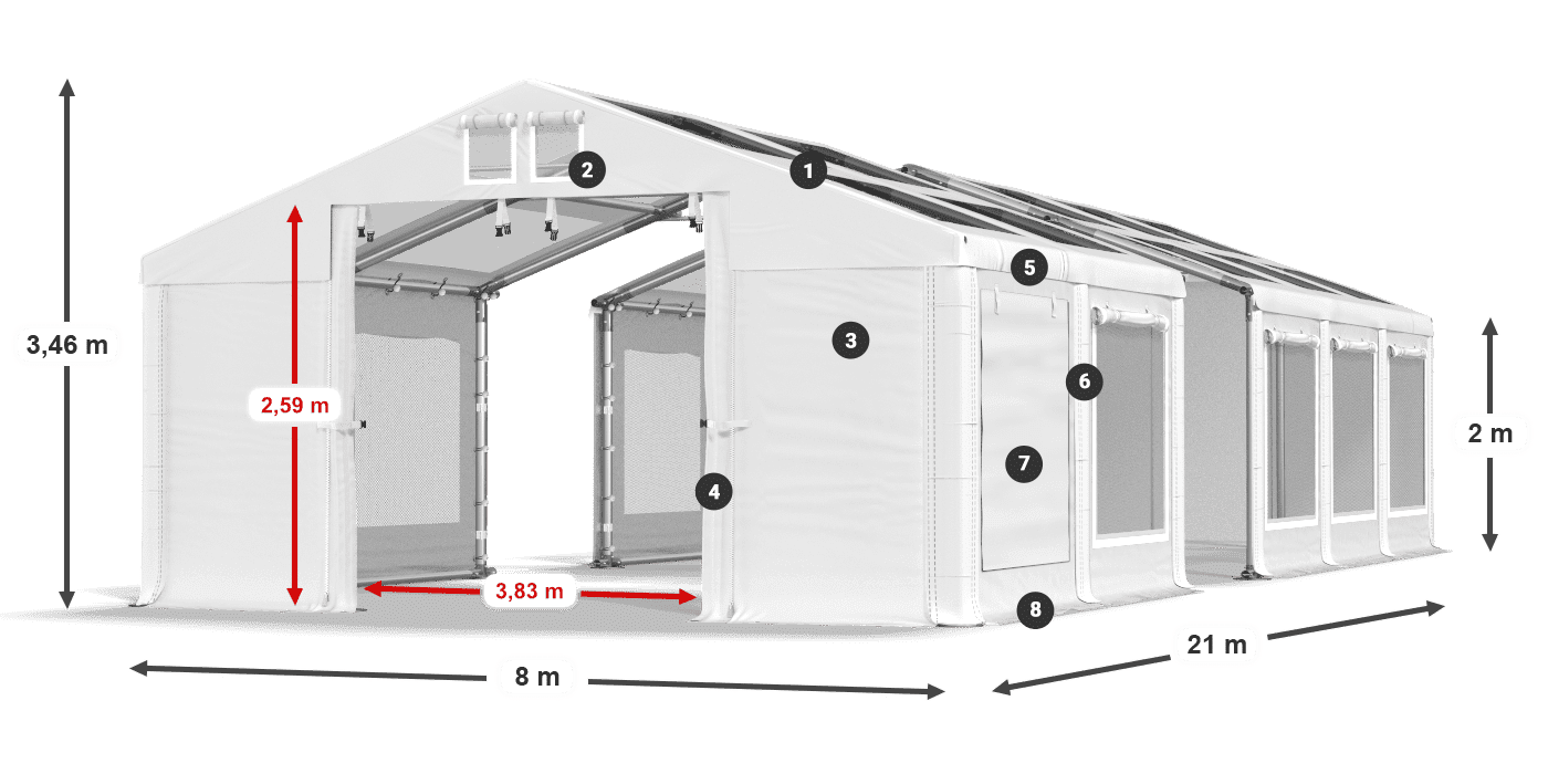 Streha: MS T 580 PVC Stene: SDM 500 PVC 2 m legenda