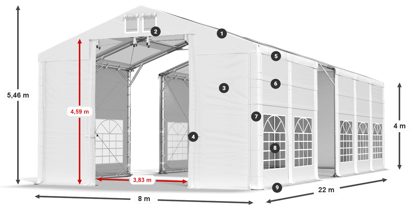 Streha: MS T 580 PVC Stene: SD 500 I PVC 4 m Legenda