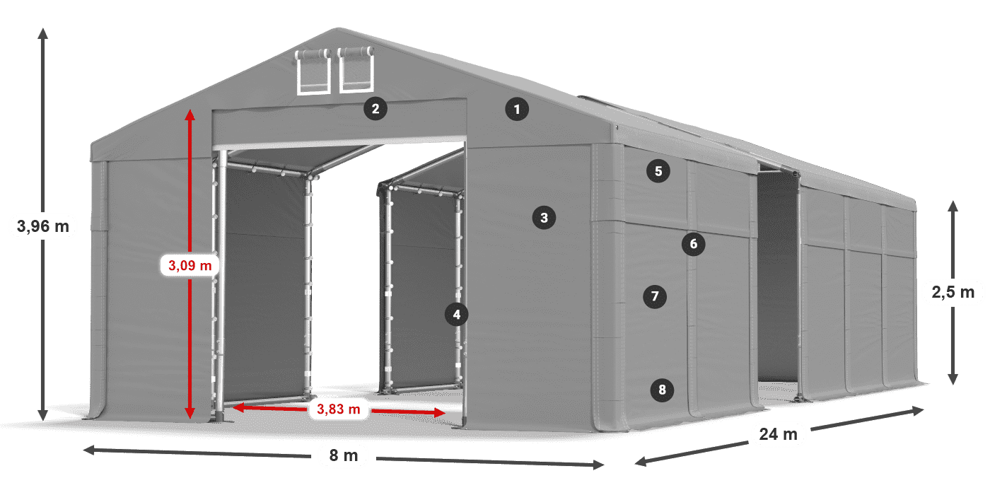 Streha: SD 560 PVC Stene: FR 620 PVC Legenda 2,5 m