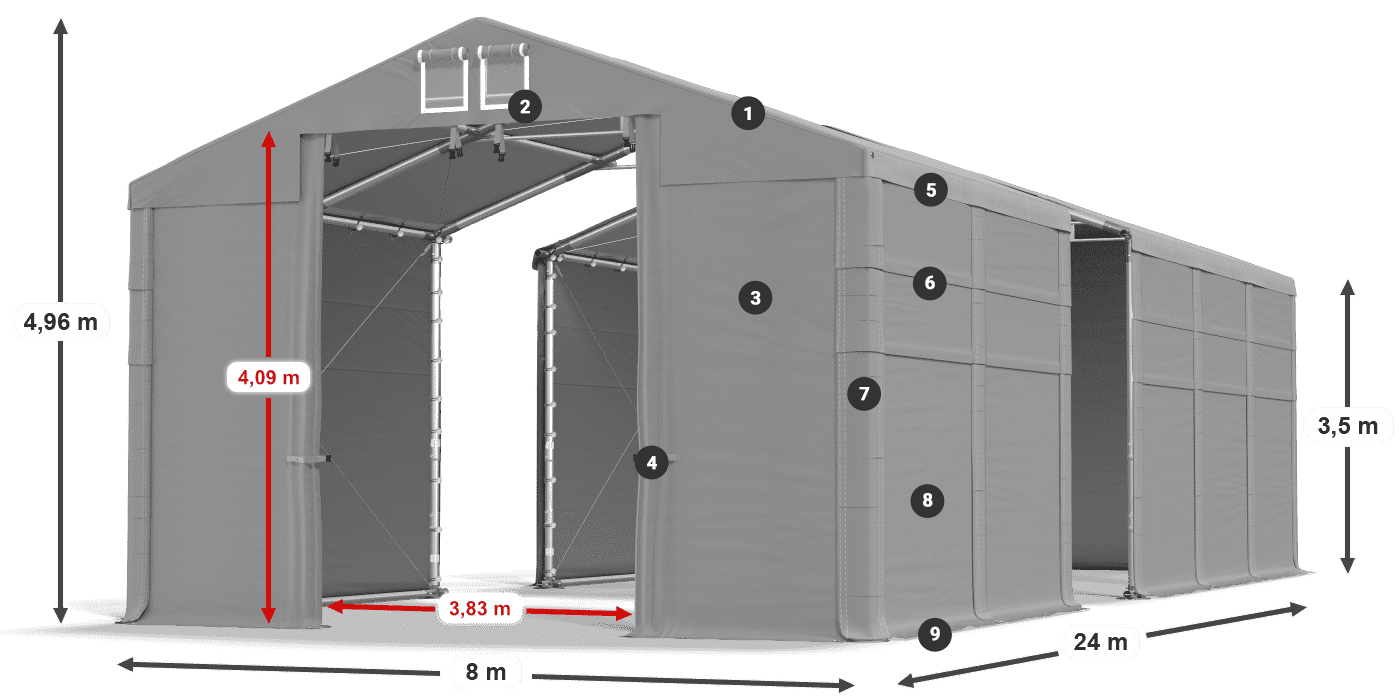 Streha: SD 560 PVC Stene: FR 620 PVC Legenda 3,5 m