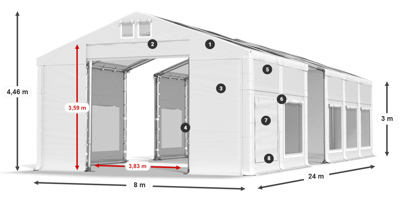 Streha: MS T 580 PVC Stene: SD M 500 PVC 3 m legenda