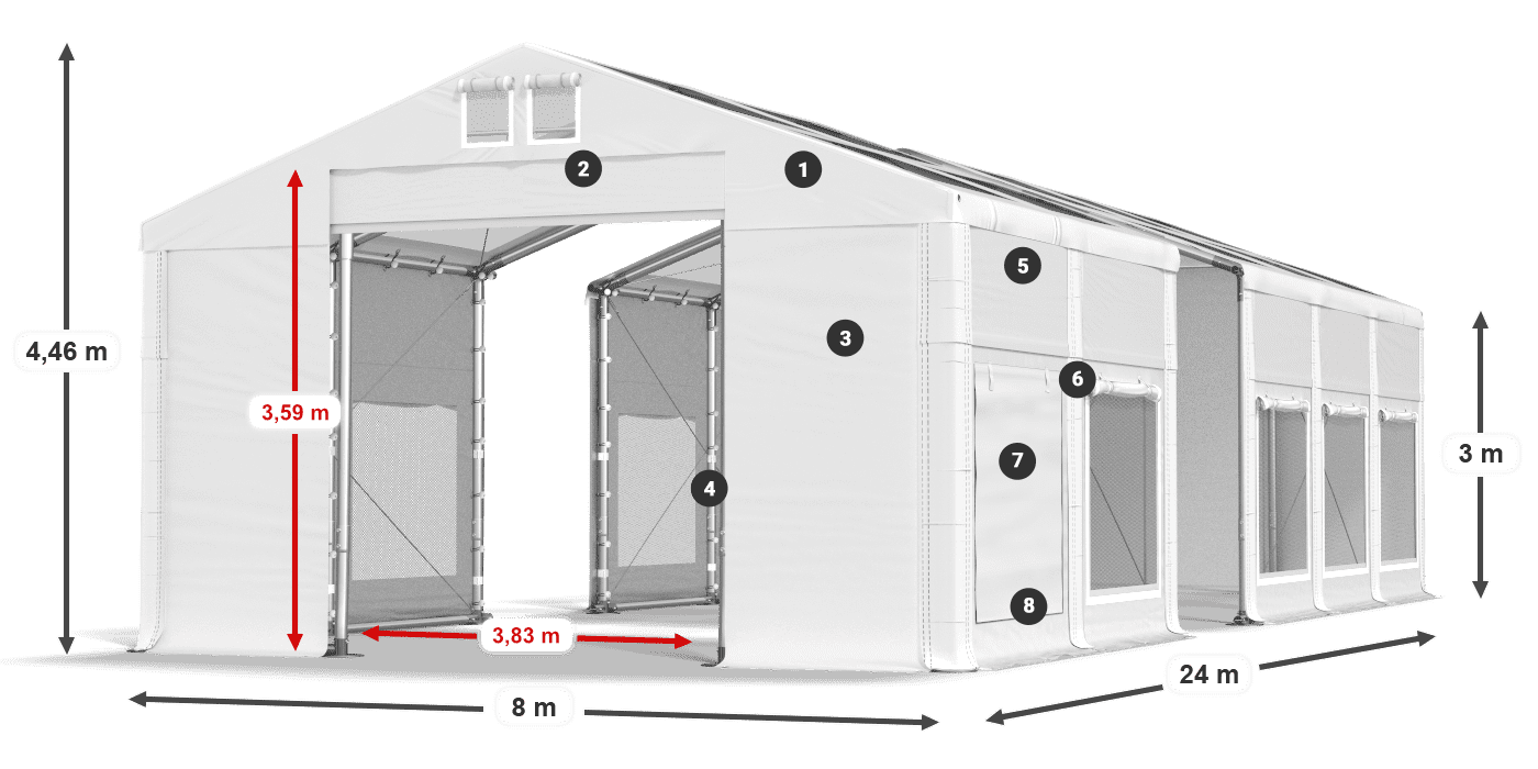 Streha: MS T 580 PVC Stene: SD M 500 PVC 3 m legenda