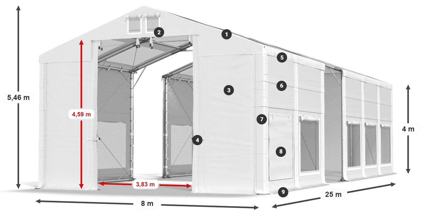 Streha: MS T 580 PVC Stene: SD M 500 PVC 4 m legenda