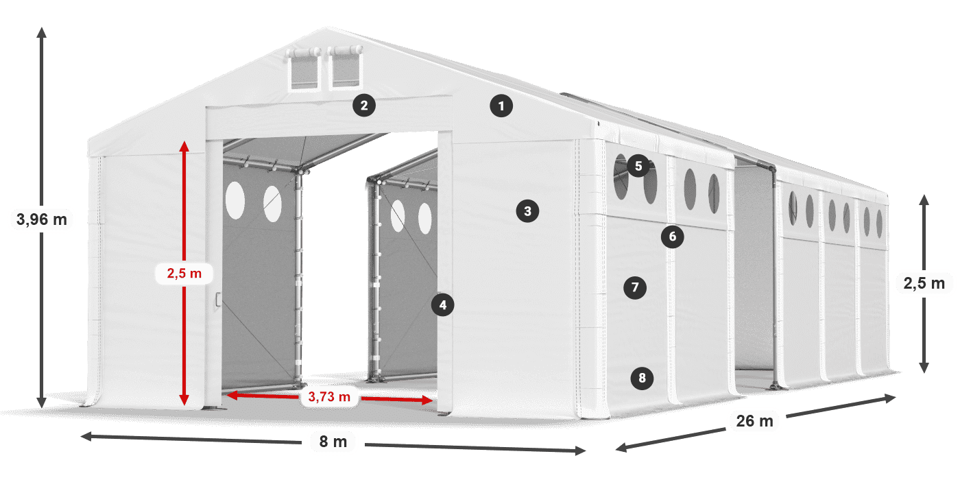 Streha: MS 580 PVC Stene: SD O 500 PVC 2,5 m legenda