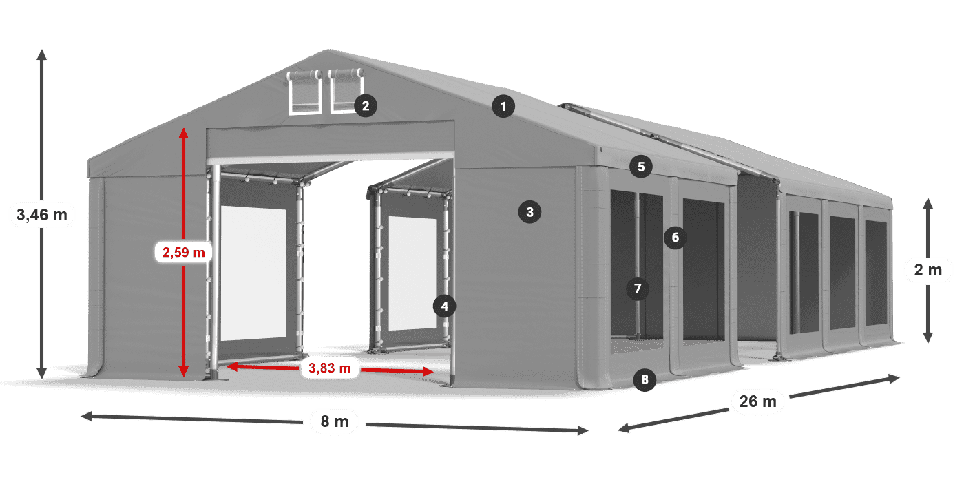 Streha: FR 620 PVC Stene: MS 580 PVC 2 m legenda