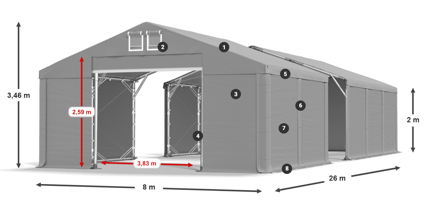 Streha: FR 620 PVC Stene: SD 500 PVC 2 m legenda