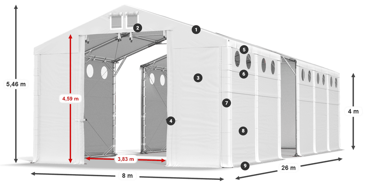 Streha: FR 620 PVC Stene: SD O 500 PVC 4 m legenda
