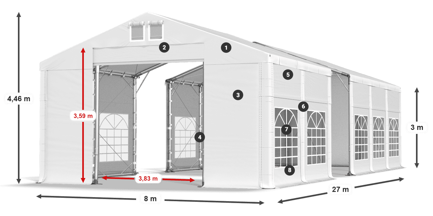Streha: MS 580 PVC Stene: FR 620 PVC 3 m legenda