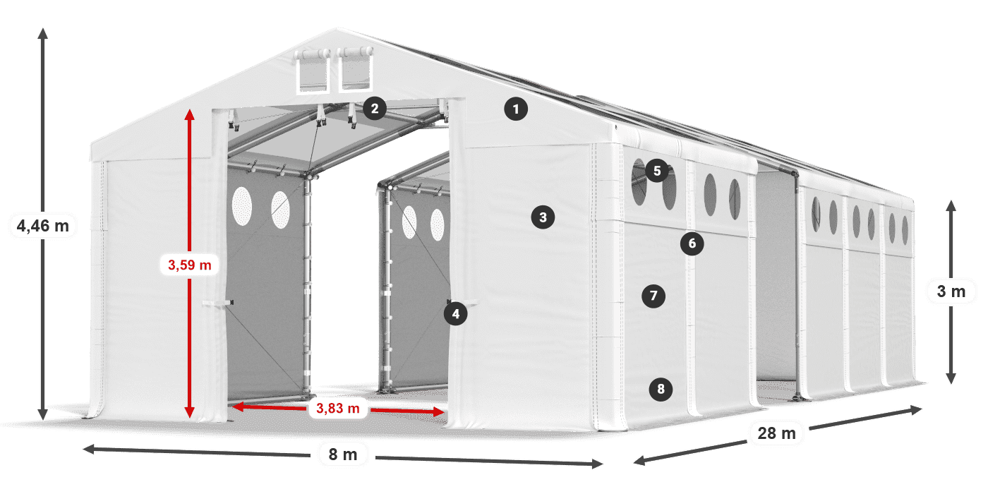 Streha: MS T 580 PVC Stene: FR O 620 PVC 3 m legenda