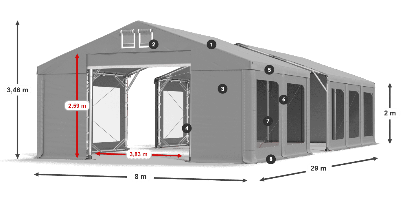 Streha: MS 580 PVC Stene: MS 580 PVC 2 m legenda