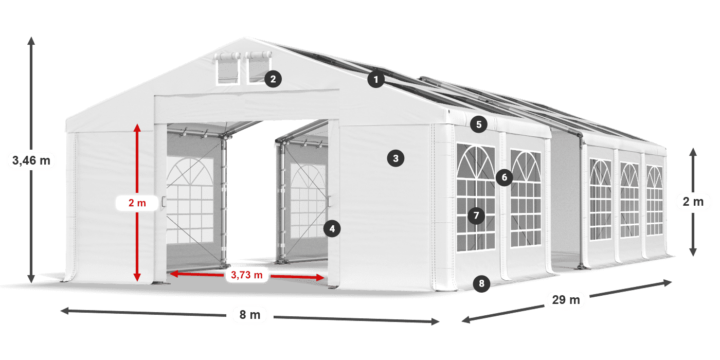 Streha: MS 580 PVC Stene: SD 500 PVC 2 m legenda