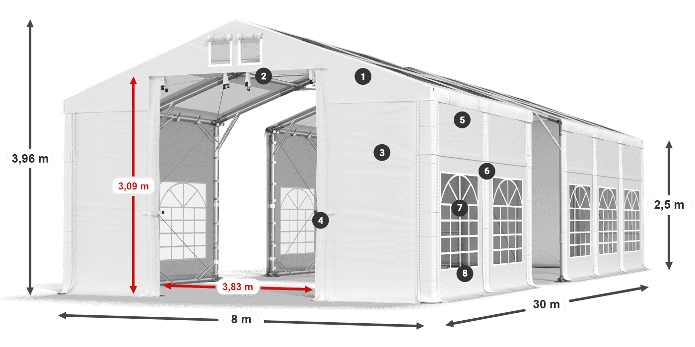 Streha: MS 580 PVC Stene: SD 500 PVC 2,5 m legenda