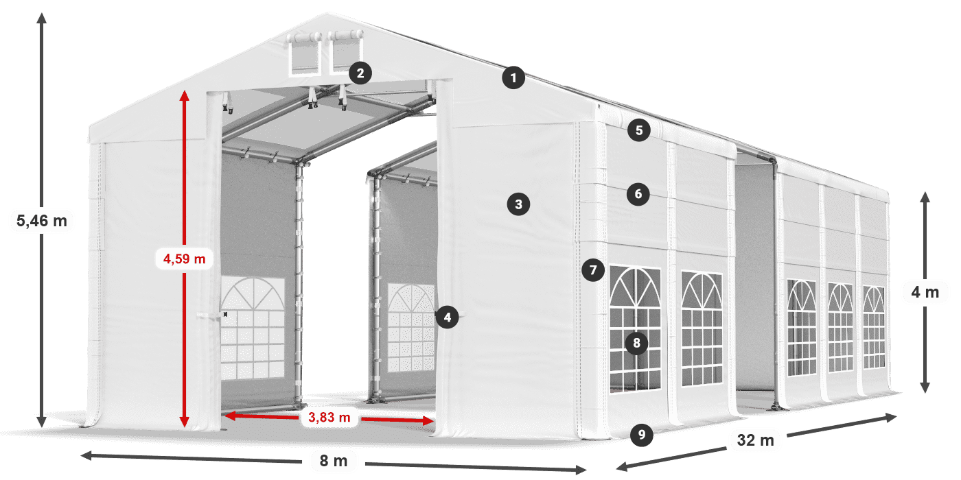 Streha: MS T 580 PVC Stene: SD 500 I PVC 4 m Legenda