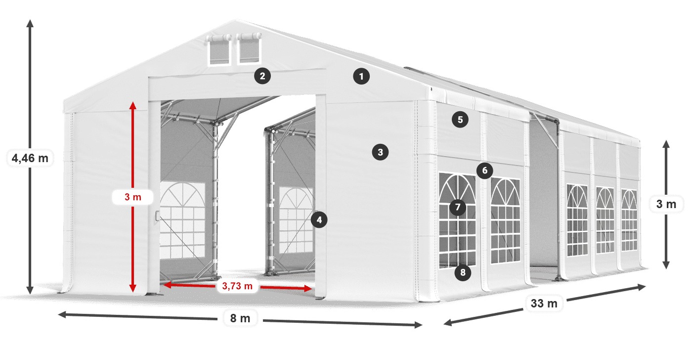 Streha: MS 580 PVC Stene: FR 620 PVC 3 m legenda