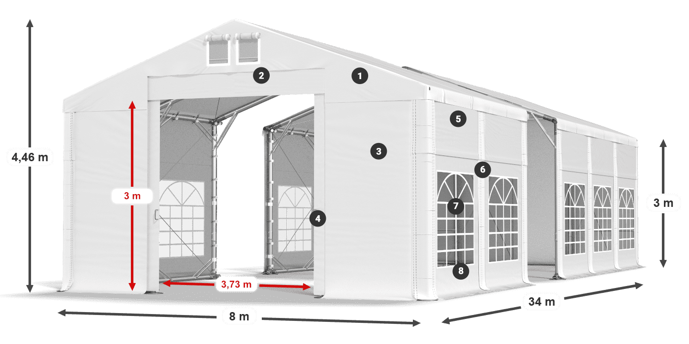 Streha: FR 620 PVC Stene: SD 500 PVC 3 m legenda