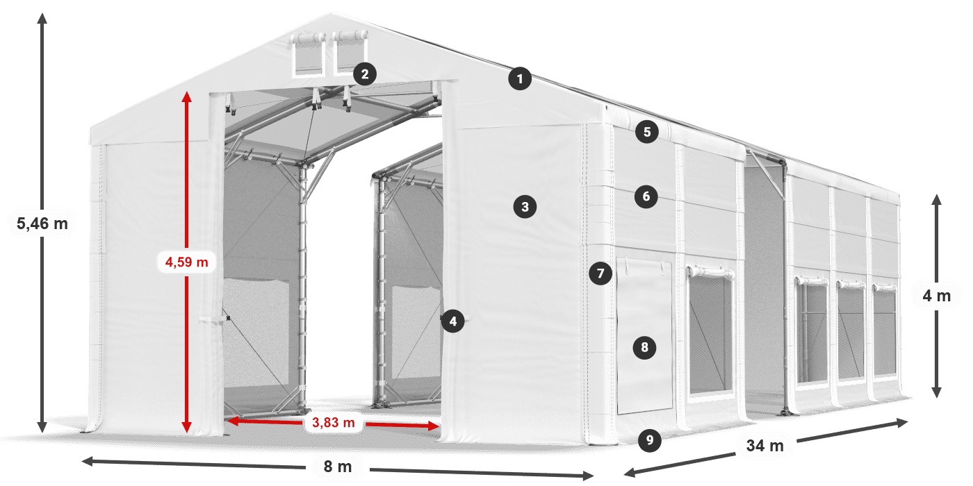 Streha: MS T 580 PVC Stene: SD M 500 PVC 4 m legenda