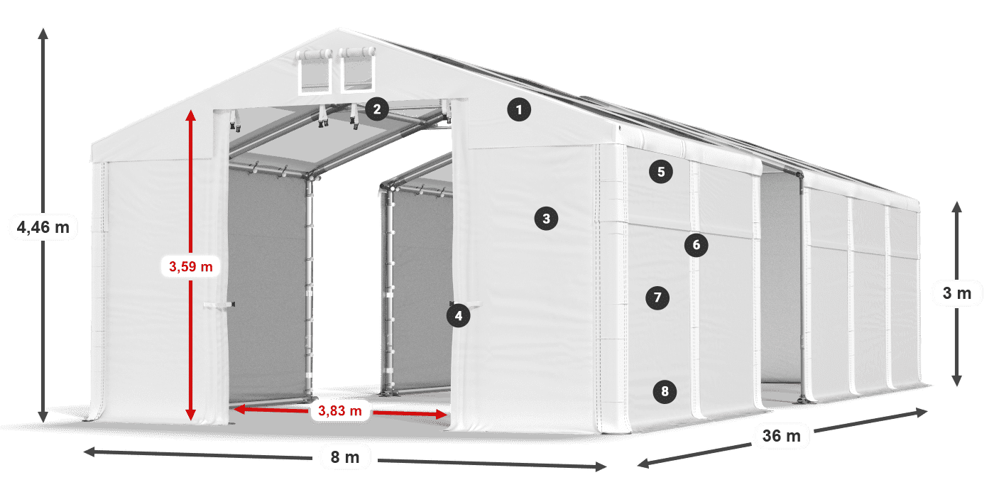 Streha: MS T 580 PVC Stene: FR 620 PVC 3 m legenda