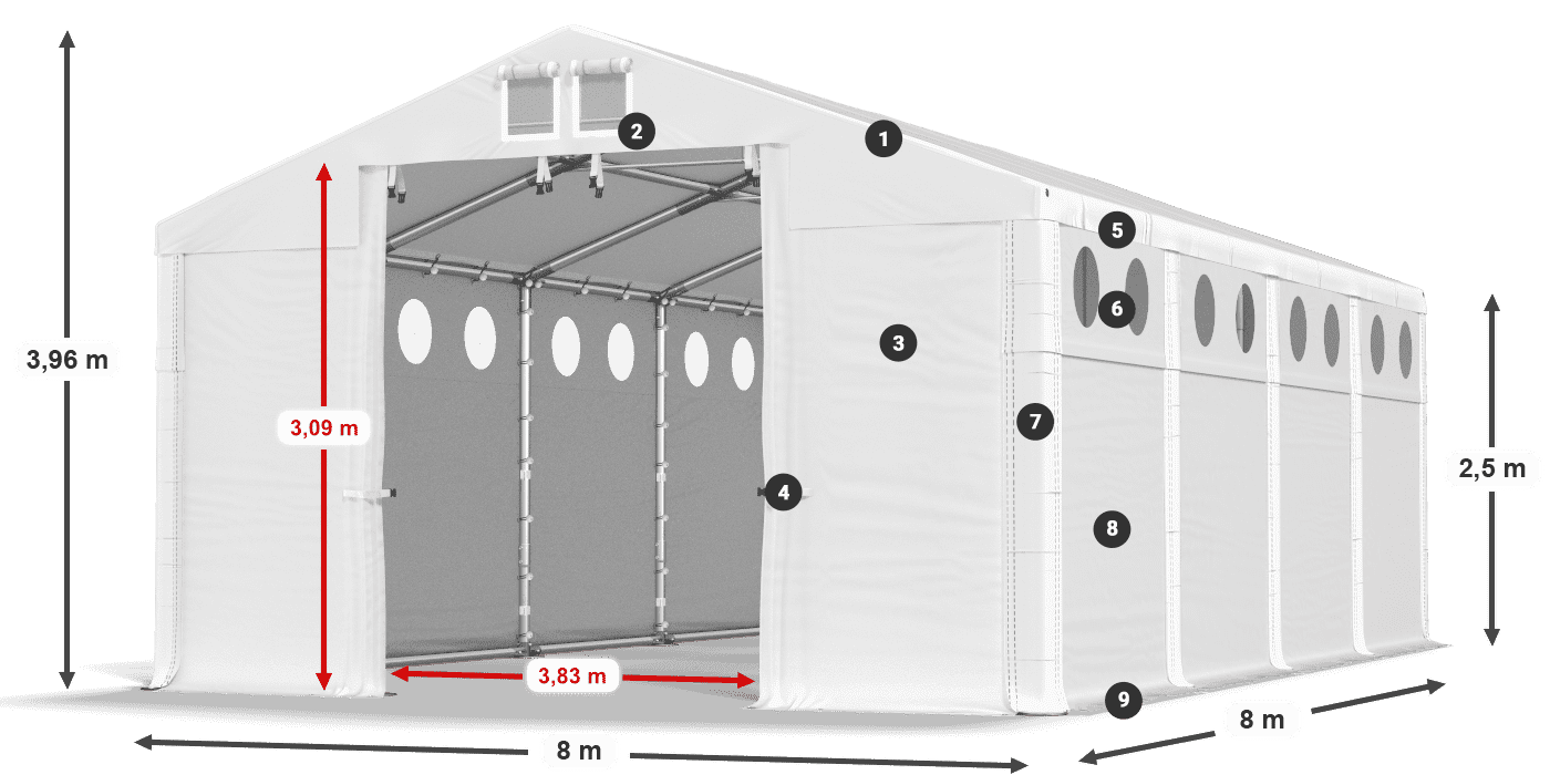 Streha: SD 560 PVC Stene: MS O 580 PVC Legenda 2,5 m