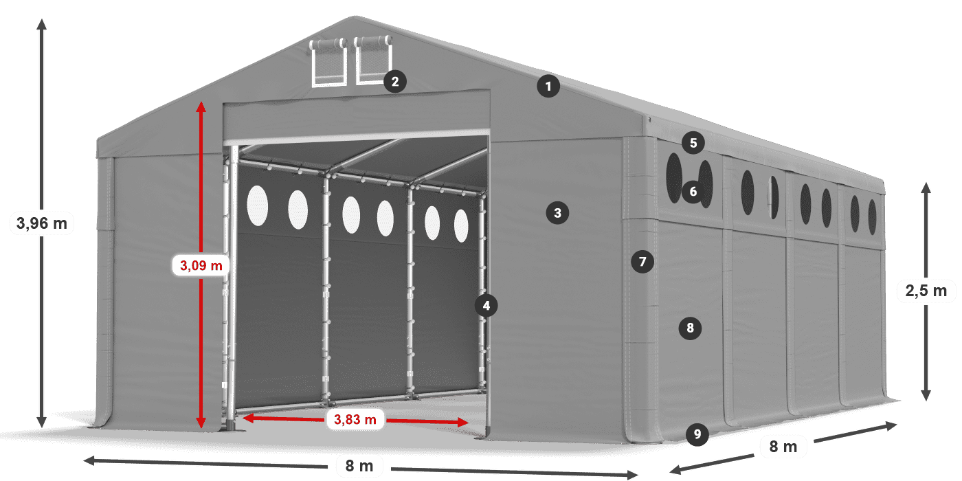 Streha: SD 560 PVC Stene: MS O 580 PVC Legenda 2,5 m