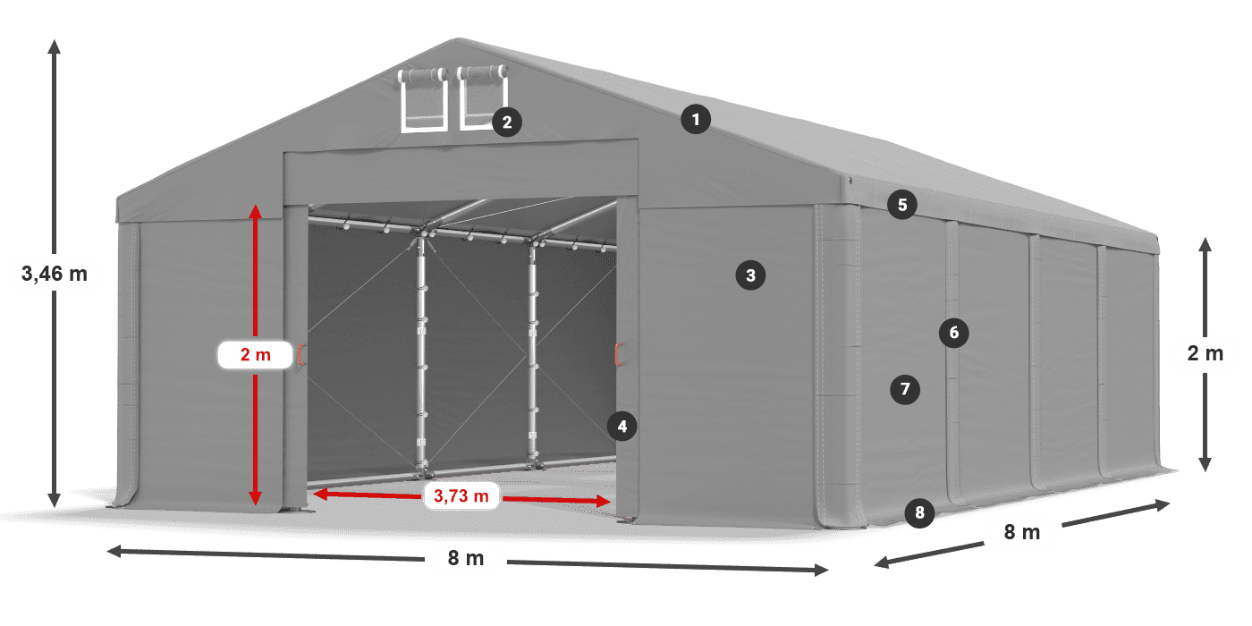 Streha: FR 620 PVC Stene: SD 580 PVC 2 m legenda