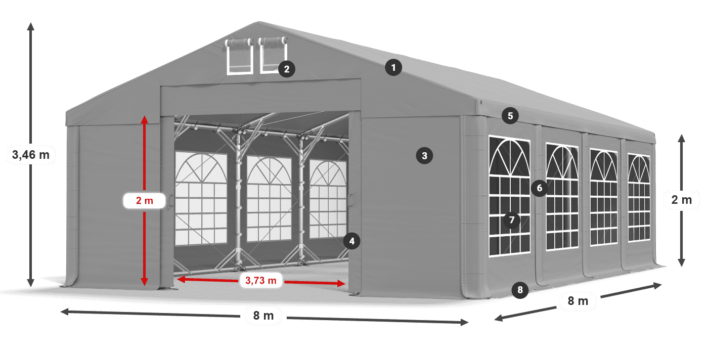 Streha: FR 620 PVC Stene: SD 500 PVC 2 m legenda