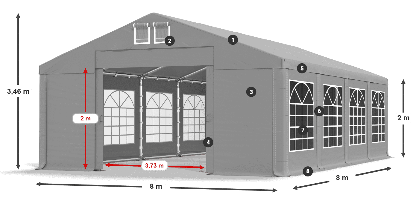 Streha: FR 620 PVC Stene: SD 500 PVC 2 m legenda