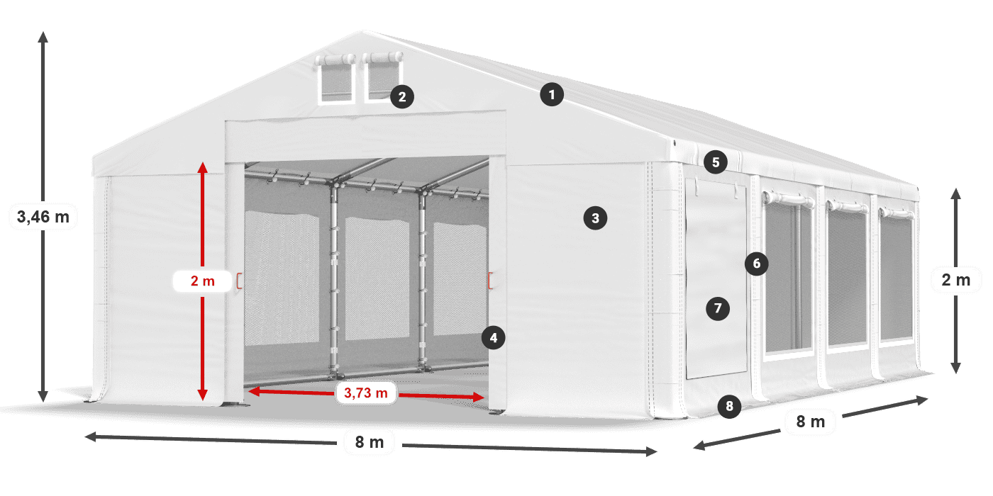 Streha: FR 620 PVC Stene: SD 500 PVC 2 m legenda