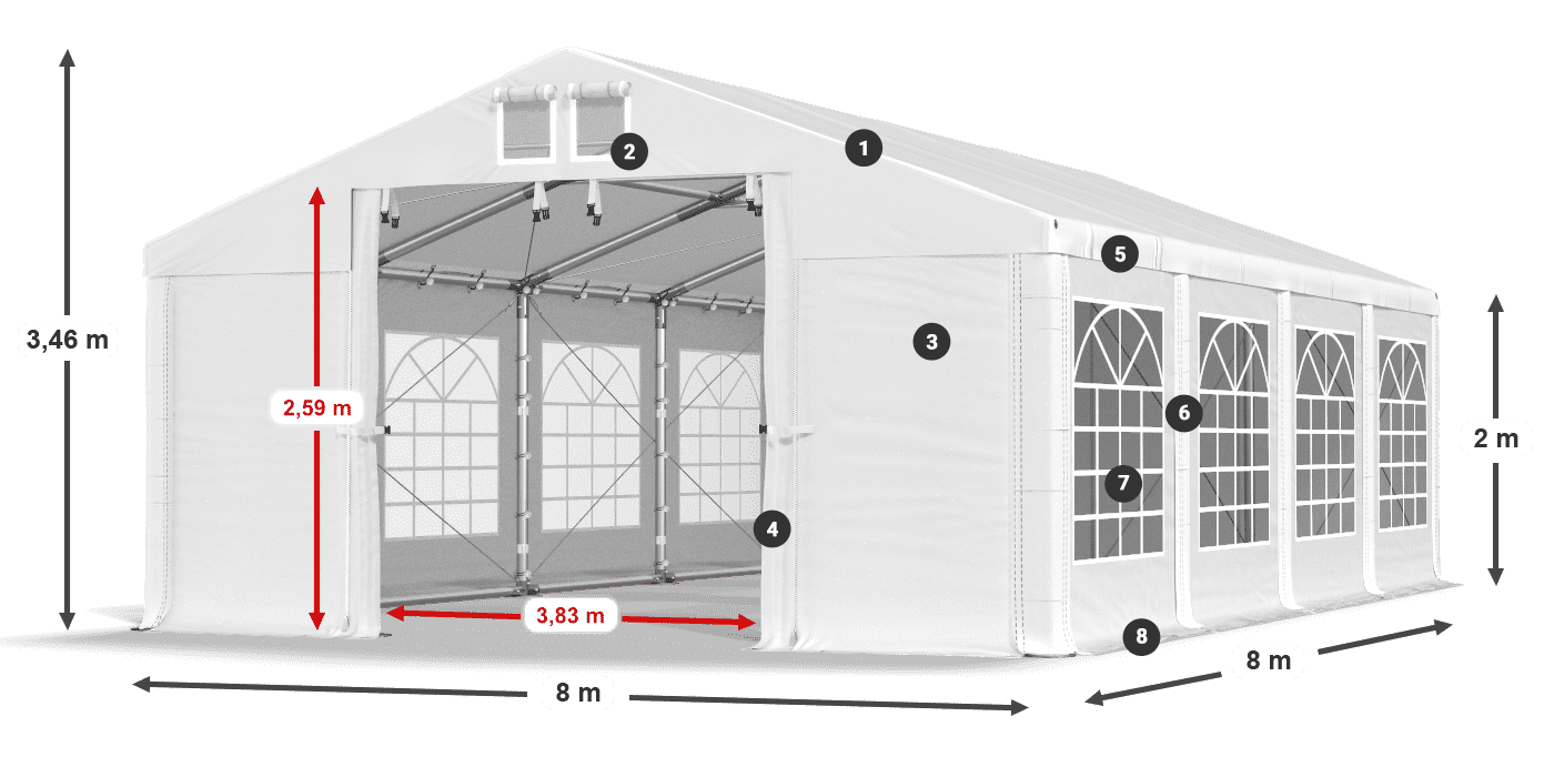 Streha: FR 620 PVC Stene: SD 500 PVC 2 m legenda